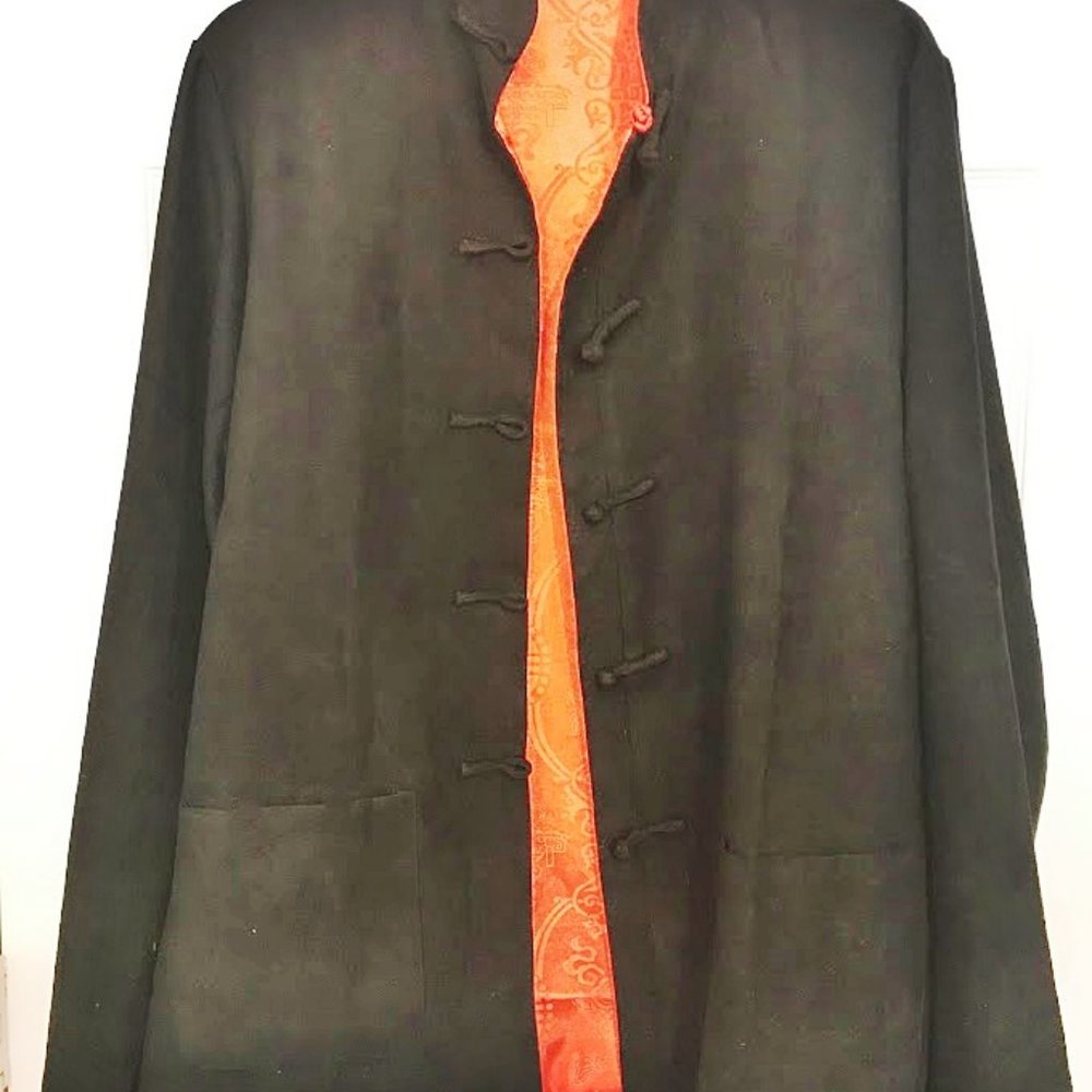 REVERSIBLE 'EASTERN COLLECTION' BLACK & RED ORIENTAL CHINESE JACKET VELVET/SILK?